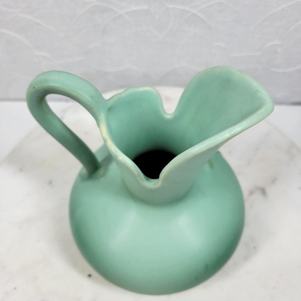 Vintage 1930s Weller Pottery Dogwood Pitcher Vase Aqua Blue Floral Art Deco - Picture 6 of 16